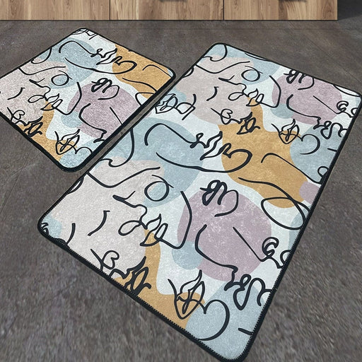 Sentiment 2li Set Dijital Banyo Halısı, Kaymaz Taban, Yıkanabilir Bonvagon