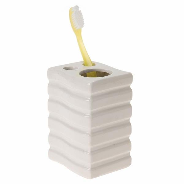 Seramik Diş Fırçalık Kare Çizgili Model Bonvagon