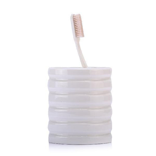 Seramik Diş Fırçalık Oval Çizgili Model Bonvagon