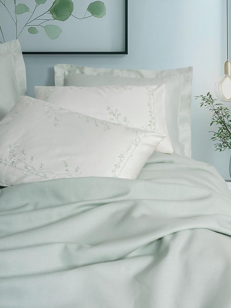 Serenity Bambu Çift Kişilik Pike Takımı Brisa Mint 4 Adet Yastık Kılıfı Bonvagon