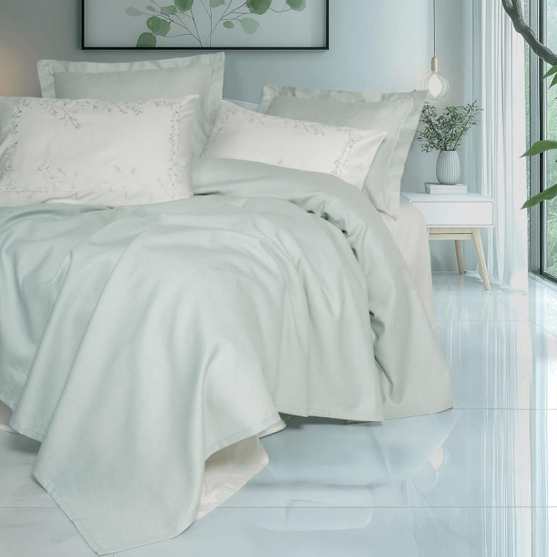 Serenity Bambu Çift Kişilik Pike Takımı Brisa Mint 4 Adet Yastık Kılıfı Bonvagon