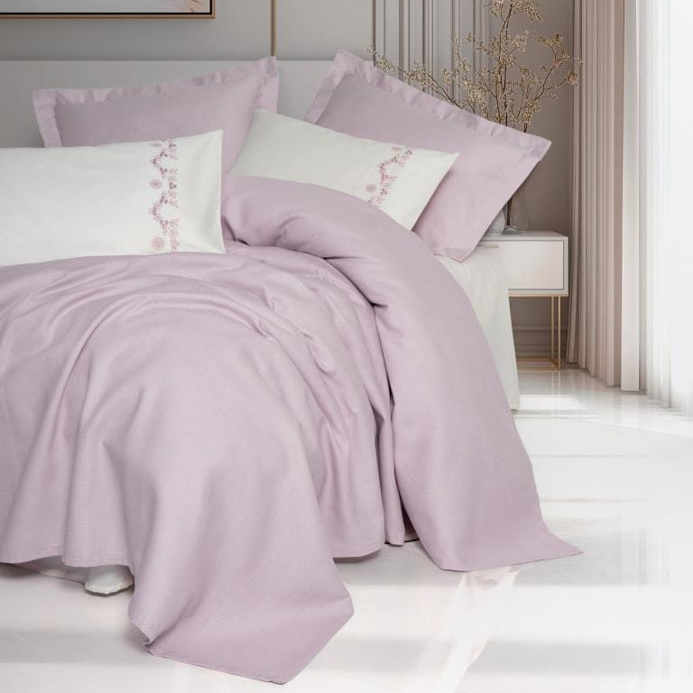 Serenity Bambu Çift Kişilik Pike Takımı Vaila Lila 4 Adet Yastık Kılıfı Bonvagon