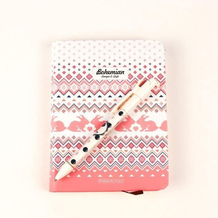 Sert Kapaklı Pembe Desenli Defter 108x148mm Bonvagon