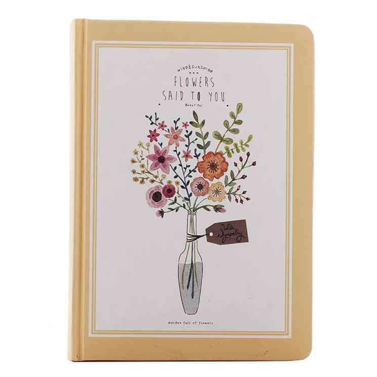 Sert Kapaklı Sarı Çiçekli Defter Bonvagon