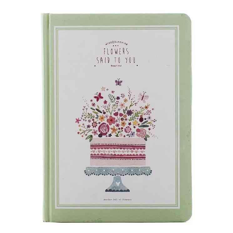 Sert Kapaklı Yeşil Çiçekli Defter Bonvagon