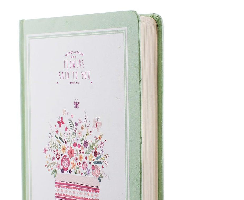 Sert Kapaklı Yeşil Çiçekli Defter Bonvagon