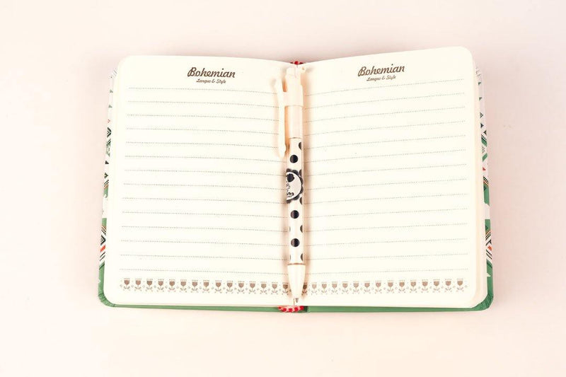 Sert Kapaklı Yeşil Desenli Defter 108x148mm Bonvagon