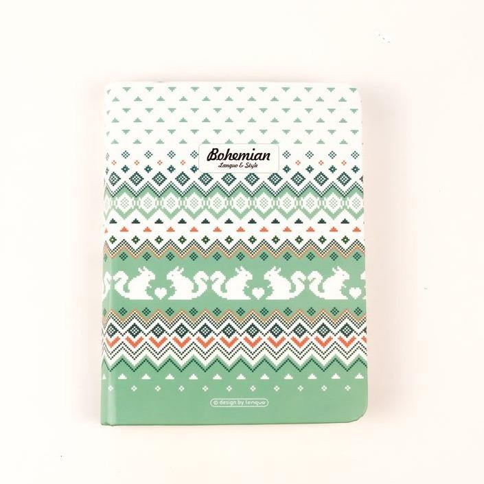 Sert Kapaklı Yeşil Desenli Defter 108x148mm Bonvagon