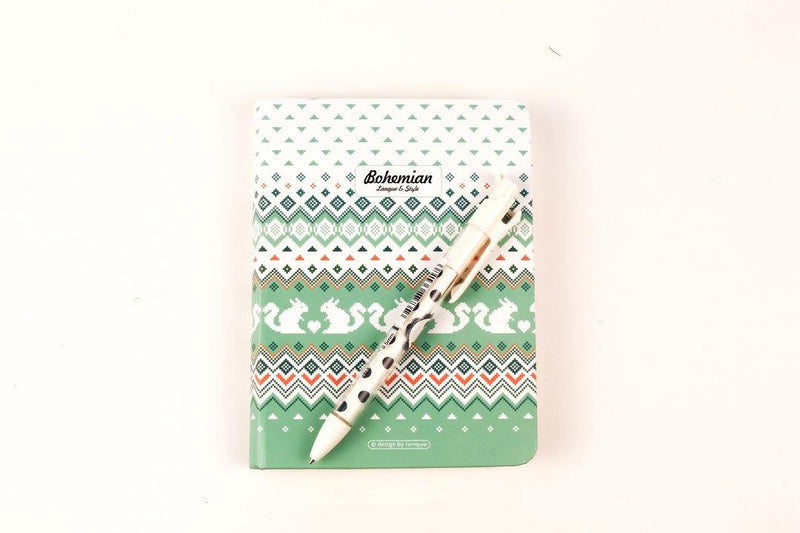 Sert Kapaklı Yeşil Desenli Defter 108x148mm Bonvagon