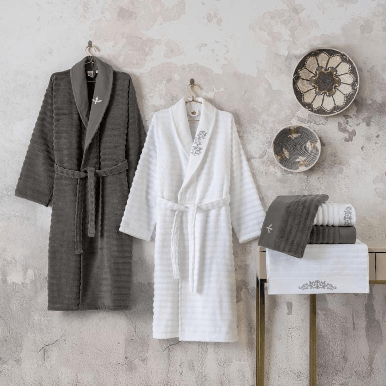 Seta Aile Bornoz Seti Genny Beyaz Antrasit Bonvagon