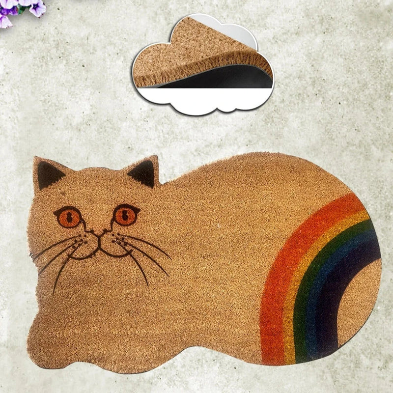 Sevimli Kedi 45x75cm Doğal Koko Hindistan Cevizi Kapı Önü Paspas Bonvagon