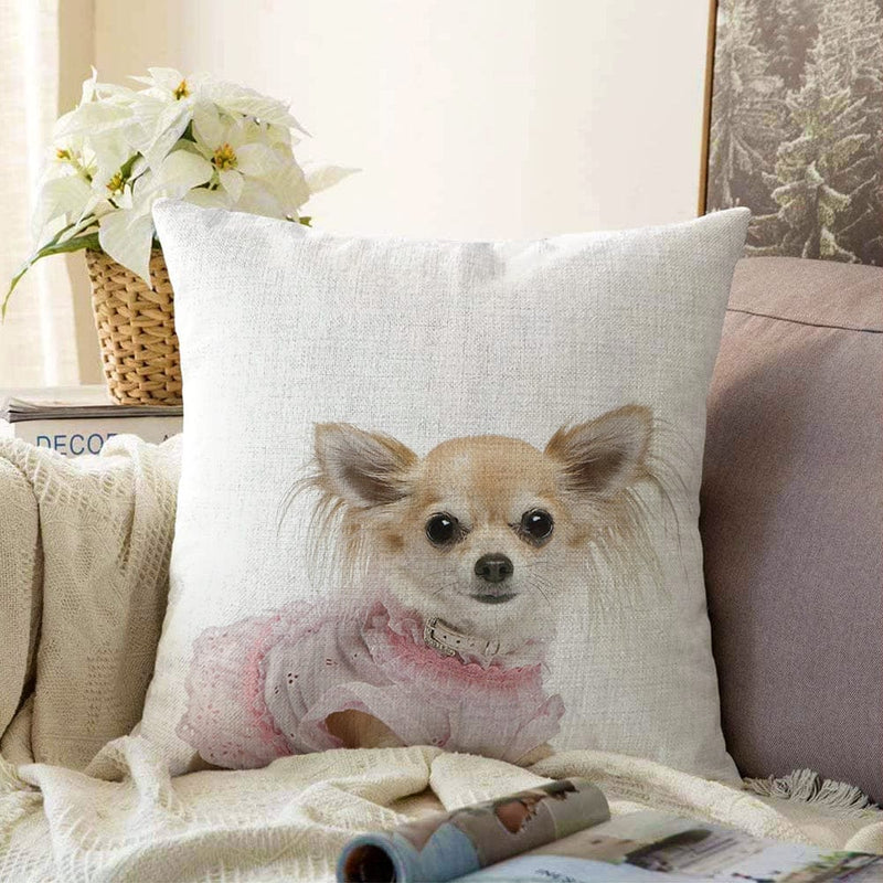 Sevimli Köpek Desenli Dijital Baskılı Modern Raşel Kadife Yastık Kırlent Kılıfı Bonvagon