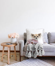 Sevimli Köpek Desenli Dijital Baskılı Modern Raşel Kadife Yastık Kırlent Kılıfı Bonvagon