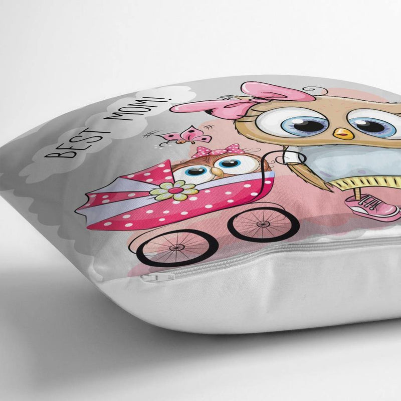 Sevimli Kuşlar Dijital Baskılı Dekoratif Yastık Kırlent Kılıfı 43x43cm Bonvagon