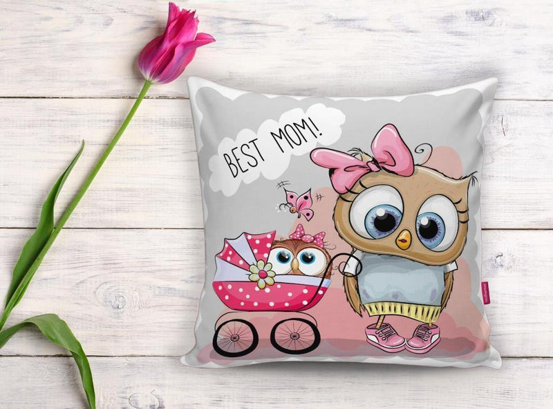 Sevimli Kuşlar Dijital Baskılı Dekoratif Yastık Kırlent Kılıfı 43x43cm Bonvagon