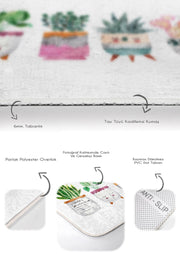 Sevimli Saksılı Çiçekler Özel Tasarım 2li Banyo Halısı Takımı Kaymaz Taban Yıkanabilir Bonvagon