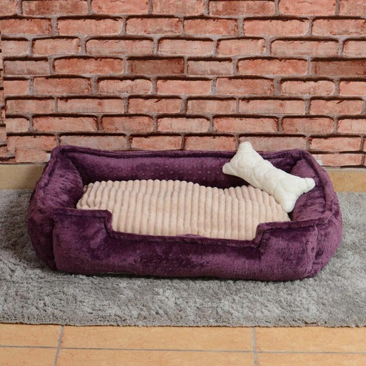 Sheppard Dolgulu Kedi Köpek Yuvası 70x50cm Mürdüm Bej Bonvagon