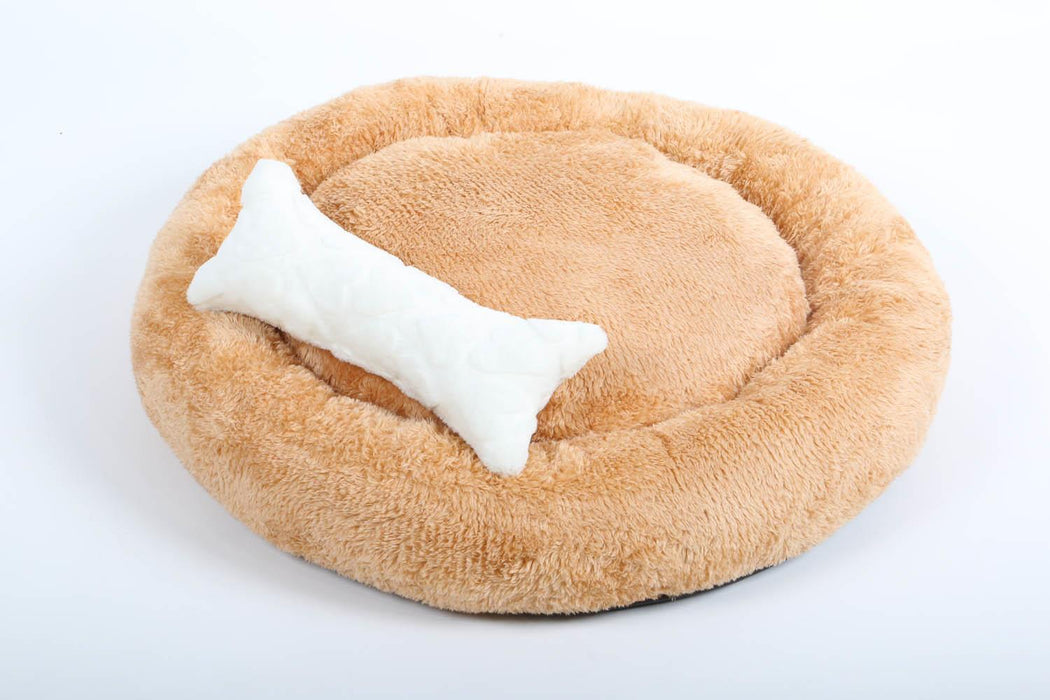 Sheppard Polar Yıkanabilir Yuvarlak Köpek Kedi Yatağı 50cm Hardal Bonvagon