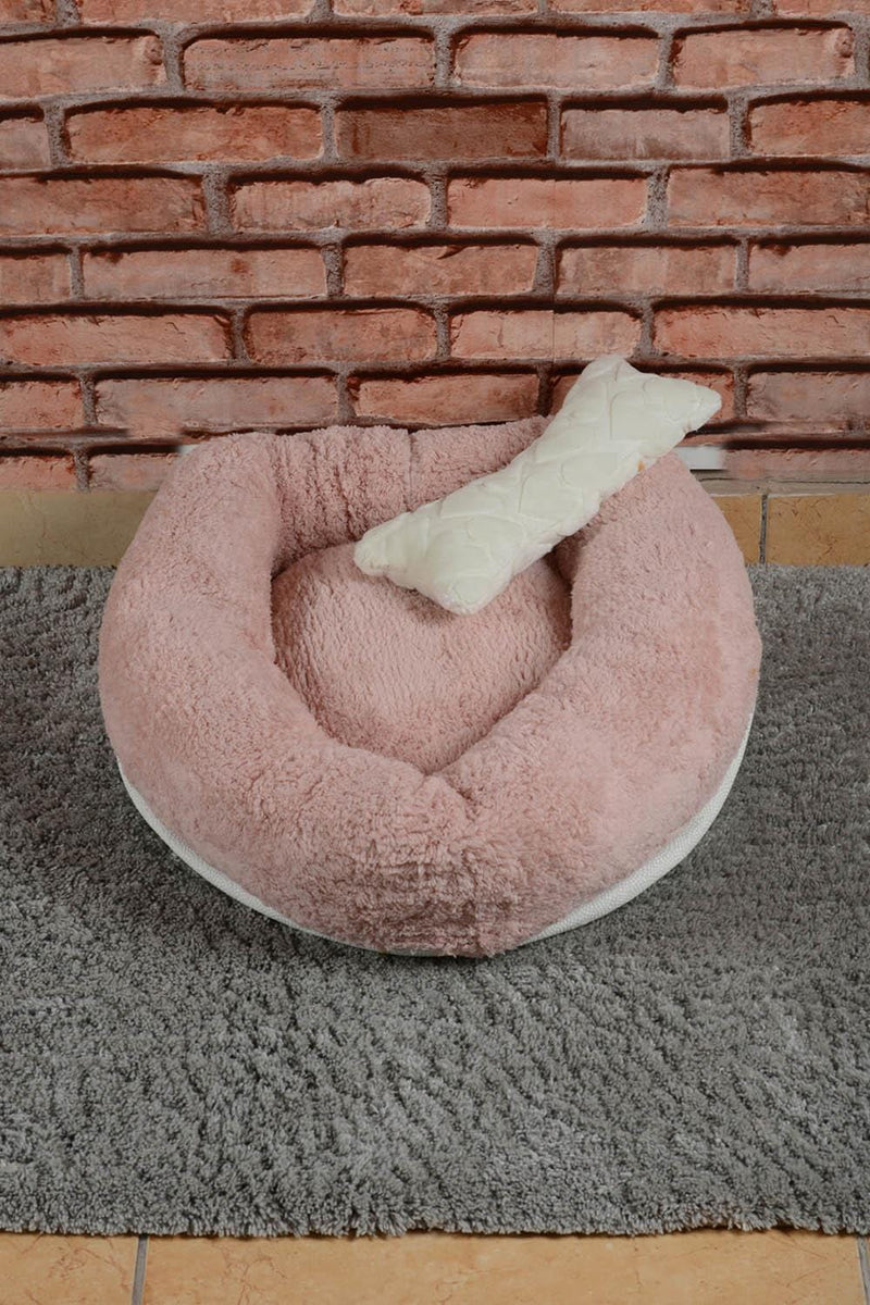 Sheppard Polar Yıkanabilir Yuvarlak Köpek Kedi Yatağı 60cm Açık Pudra