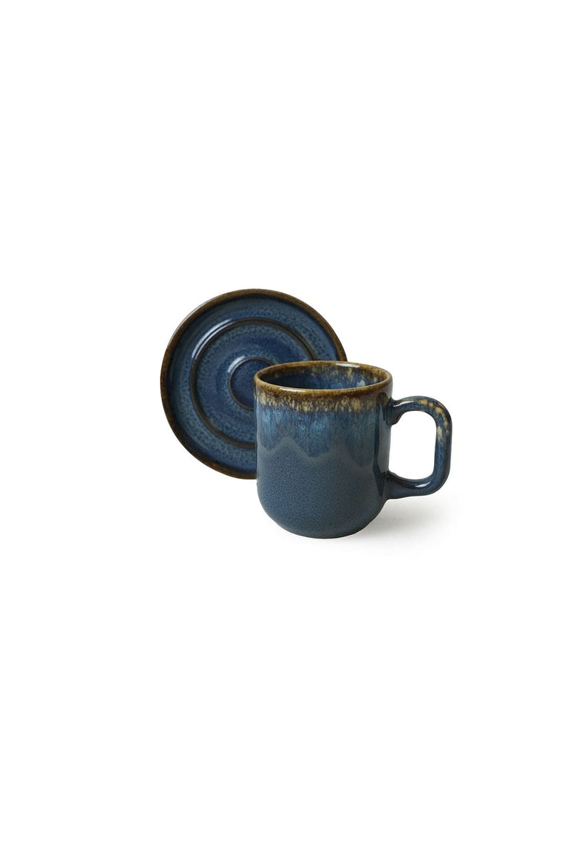 Shizen Mavi / Krem Formart Kahve Takımı 8 Parça 4 Kişilik Q39-Q44 Bonvagon