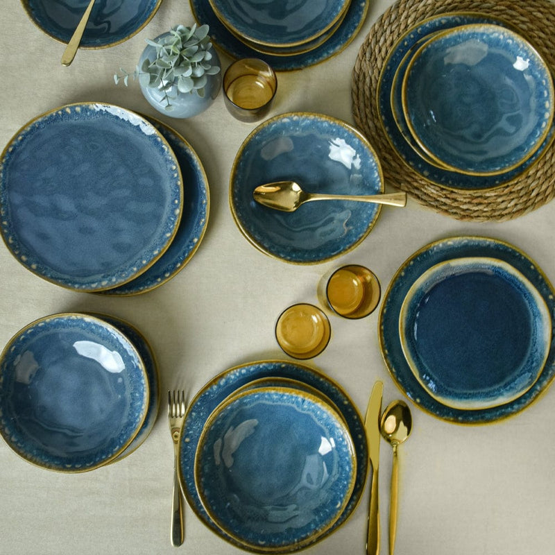 Shizen Mavi Organik Yemek Takımı 18 Parça 6 Kişilik Bonvagon