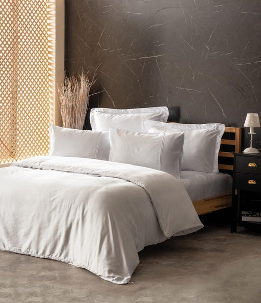 Silky İpek Çift Kişilik Nevresim Takımı Beyaz 120 Tel %60 İpek 4 Adet Yastık Bonvagon