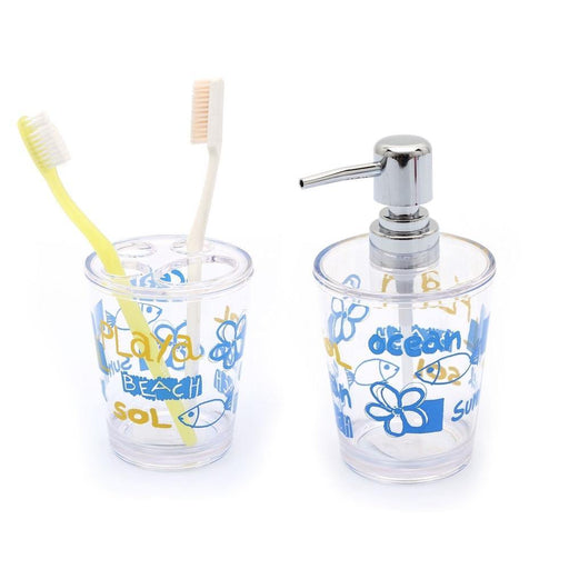 Sıvı Sabunluk ve Diş Fırçalık 2li Banyo Seti Balıklı Model Bonvagon