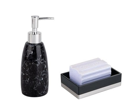 Sıvı Sabunluk Ve Sabunluk 2 Li Banyo Seti,Siyah Renkli Bonvagon