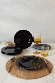 Siyah Assos Pasta Tabağı 22 Cm - Seti 6 Tabak