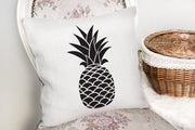Siyah Beyaz Ananas Baskılı Dekoratif Yastık Kırlent Kılıfı 43x43cm