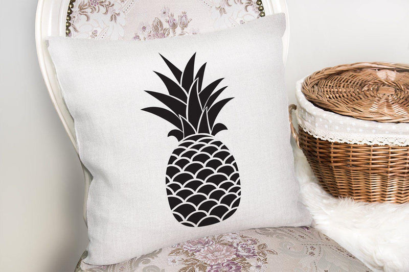 Siyah Beyaz Ananas Baskılı Dekoratif Yastık Kırlent Kılıfı 43x43cm