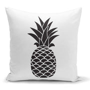 Siyah Beyaz Ananas Baskılı Dekoratif Yastık Kırlent Kılıfı 43x43cm