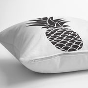 Siyah Beyaz Ananas Baskılı Dekoratif Yastık Kırlent Kılıfı 43x43cm Bonvagon