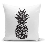 Siyah Beyaz Ananas Baskılı Dekoratif Yastık Kırlent Kılıfı 43x43cm Bonvagon