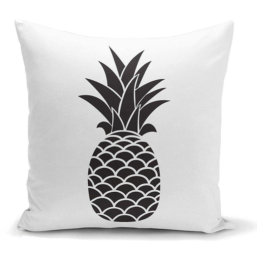 Siyah Beyaz Ananas Baskılı Dekoratif Yastık Kırlent Kılıfı 43x43cm Bonvagon
