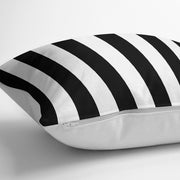 Siyah Beyaz Çizgili Dekoratif Yastık Kırlent Kılıfı 43x43cm Bonvagon