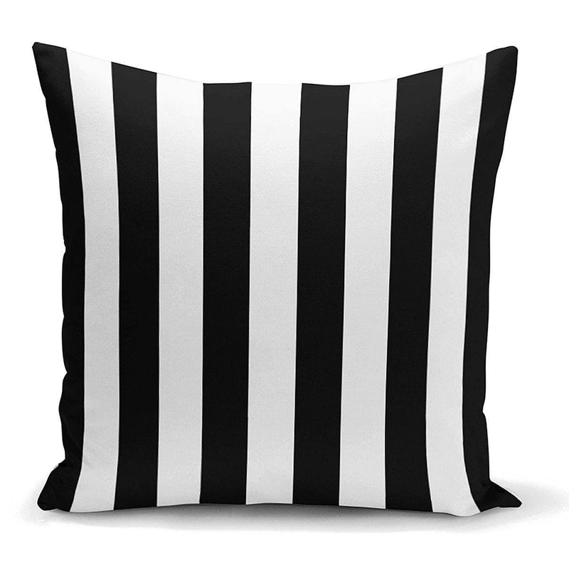 Siyah Beyaz Çizgili Dekoratif Yastık Kırlent Kılıfı 43x43cm Bonvagon