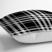 Siyah Beyaz Ekose Desenli Dekoratif Yastık Kırlent Kılıfı 43x43cm Bonvagon