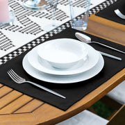 Siyah Beyaz İskandinav Motifli Dijital Baskılı 1 Adet Runner & 4 Adet Yeşil Renkli Amerikan Servis Bonvagon