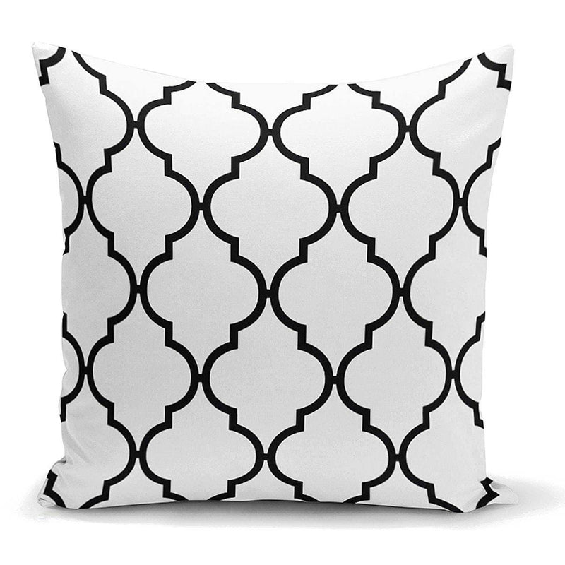 Siyah Beyaz Ogea Desenli Dekoratif Yastık Kırlent Kılıfı 43x43cm Bonvagon