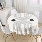 Siyah Beyaz OneDraw Soyut Dijital Baskılı Yuvarlak Masa Örtüsü Bonvagon