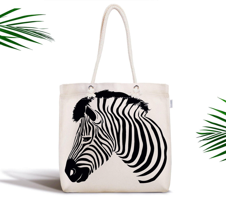Siyah Beyaz Zebra Dijital Baskılı Modern Fermuarlı Kumaş Çanta Bonvagon