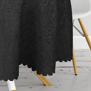 Siyah Düz Renk Dijital Baskılı Yuvarlak Masa Örtüsü Bonvagon