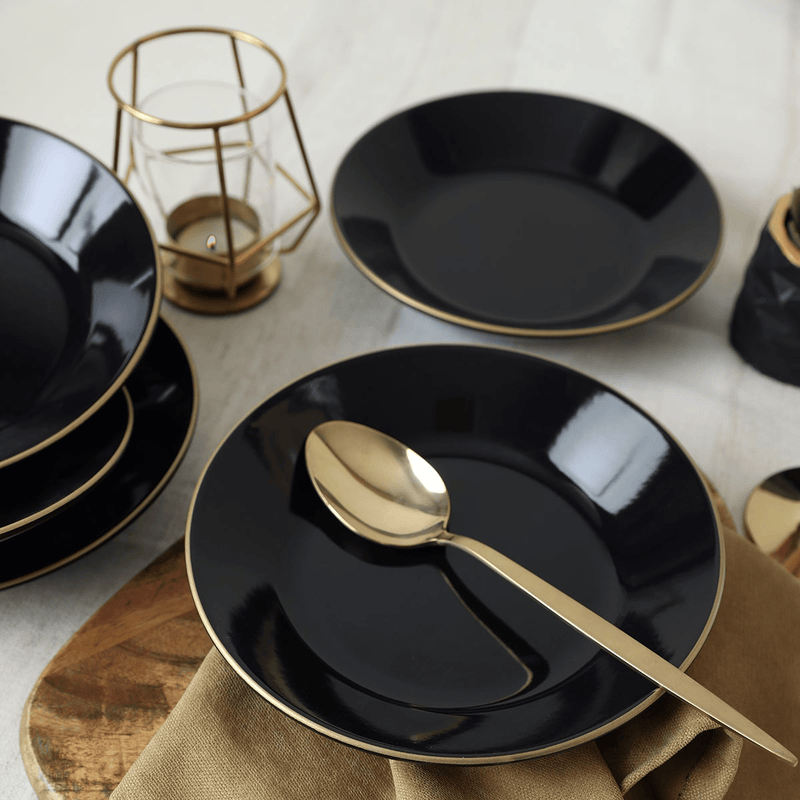 Siyah Gold Bahar Yemek Tabağı 19 Cm 6 Adet