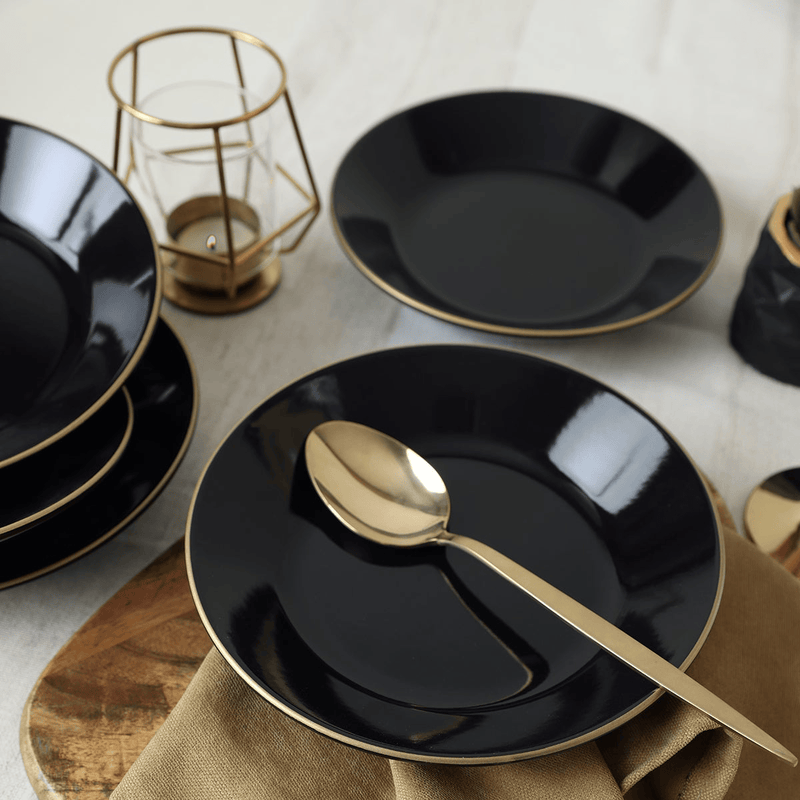 Siyah Gold Bahar Yemek Tabağı 19 Cm 6 Adet Bonvagon