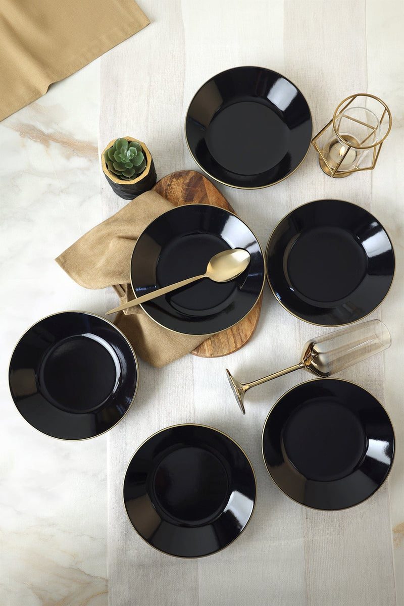 Siyah Gold Bahar Yemek Tabağı 19 Cm 6 Adet Bonvagon