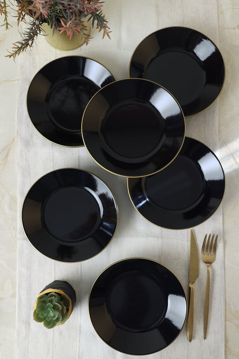 Siyah Gold Bahar Yemek Tabağı 19 Cm 6 Adet Bonvagon