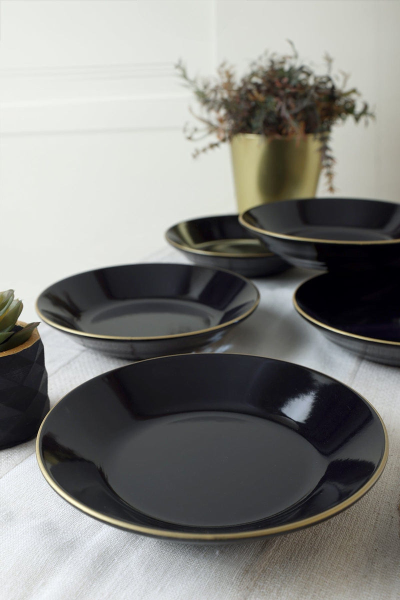 Siyah Gold Bahar Yemek Tabağı 19 Cm 6 Adet Bonvagon