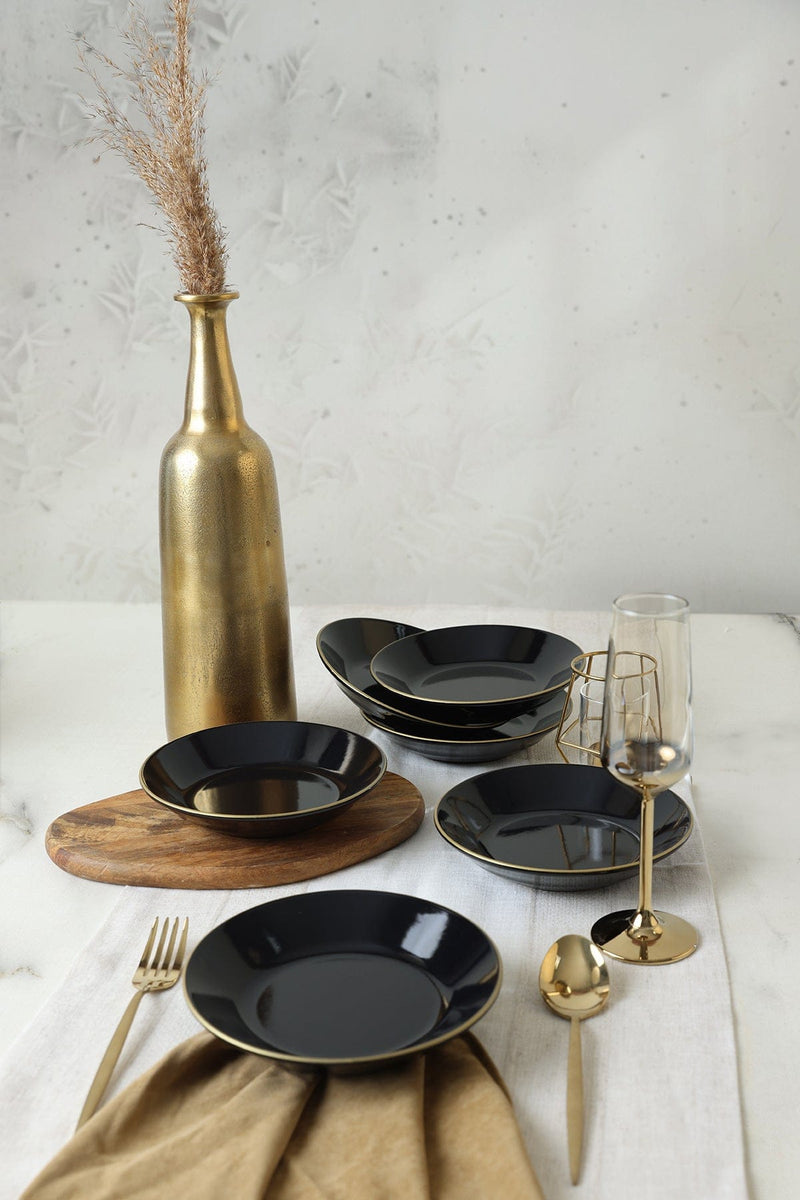 Siyah Gold Bahar Yemek Tabağı 19 Cm 6 Adet Bonvagon