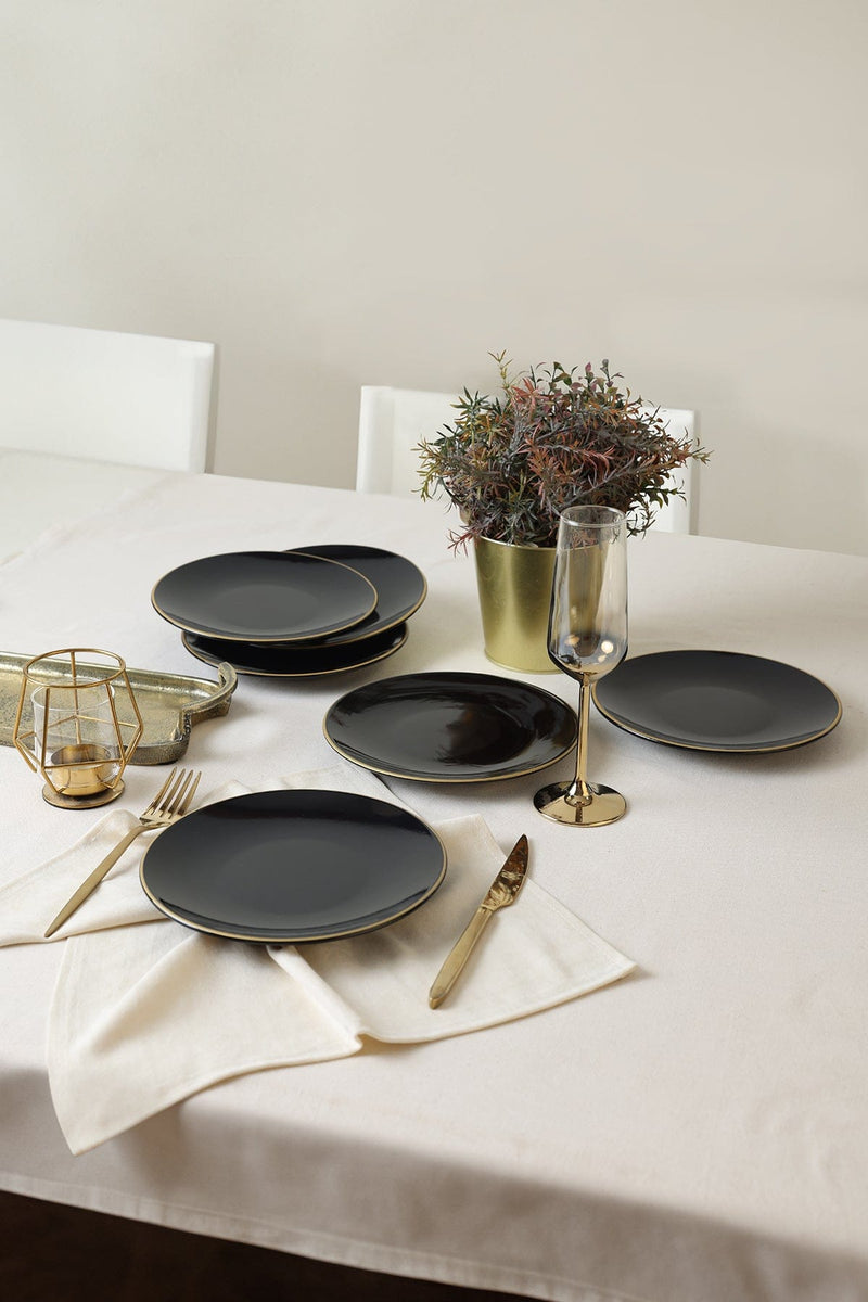 Siyah Gold Ege Pasta Tabağı 20 cm 6 Adet Bonvagon